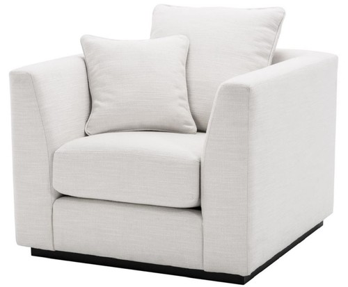 Casa Padrino Luxus Wohnzimmer Sessel Wei� / Schwarz 98 x 100 x H. 73 cm - Wohnzimmerm�bel