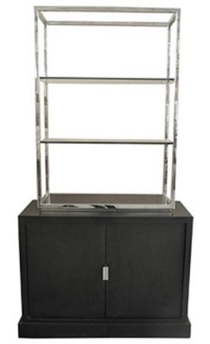 Casa Padrino Luxus Wohnzimmerschrank Schwarz / Silber 109 x 42 x H. 201 cm - Luxus Wohnzimmerm�bel