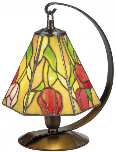 Casa Padrino Luxus Tiffany Tischleuchte / Hockerleuchte Rosen Mehrfarbig  15 x H. 23 cm - Handgefertigte Leuchte aus 94 Teilen