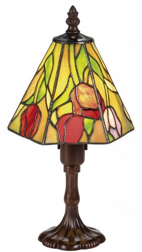 Casa Padrino Luxus Tiffany Tischleuchte / Hockerleuchte Rosen Mehrfarbig  15 x H. 30 cm - Luxus Qualit�t