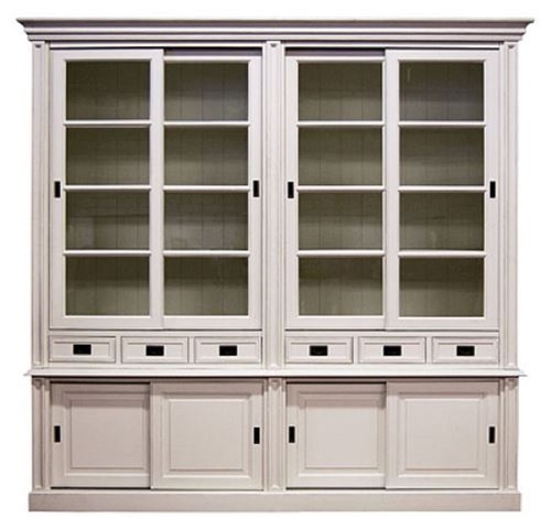 Casa Padrino Landhausstil Schrank mit 8 Schiebet�ren und 6 Schubladen Wei� 250 x 52 x H. 240 cm - Landhausstil M�bel