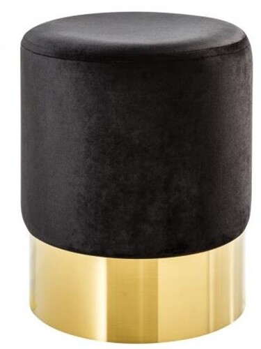Casa Padrino Designer Rundhocker Schwarz / Gold B. 35 x H. 41 cm - Wohnzimmer M�bel