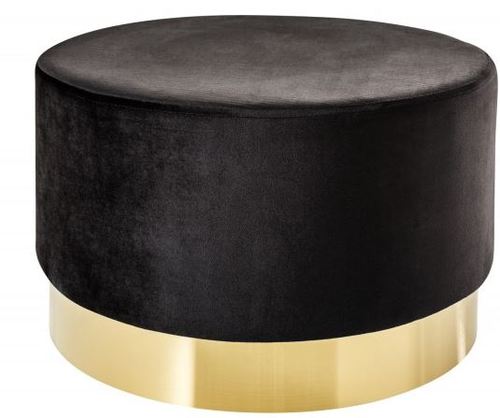 Casa Padrino Designer Rundhocker Schwarz / Gold B. 55 x H. 35 cm - Wohnzimmer M�bel