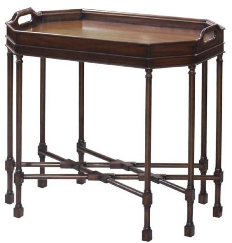 Casa Padrino Luxus Couchtisch / Serviertisch Dunkelbraun 66 x 41 x H. 62 cm - Mahagoni Wohnzimmertisch mit abnehmbarem Tablett