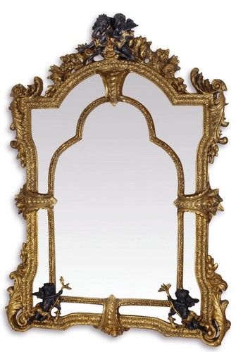 Casa Padrino Barock Spiegel Gold / Schwarz 101 x H. 138,5 cm - Prunkvoller Wandspiegel im Barockstil