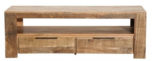 Casa Padrino  Designer Fernsehschrank Natur B.130cm x H.45cm x T.45cm - Sideboard - Kommode - Handgefertigt aus Mango Massivholz!