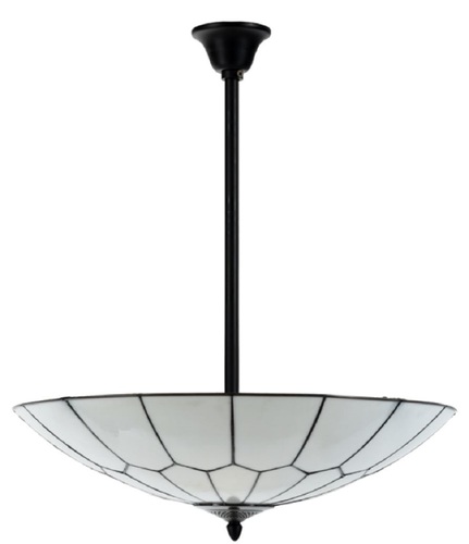 Casa Padrino Luxus Tiffany H�ngeleuchte Wei� / Schwarz  60 cm - Luxus Wohnzimmerlampe