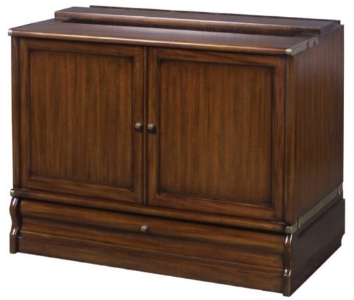 Casa Padrino Luxus Mahagoni B�cherschrank mit 2 T�ren und Schublade Dunkelbraun 86 x 47 x H. 68 cm - Luxus B�rom�bel