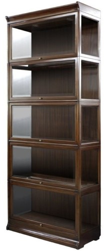 Casa Padrino Luxus Mahagoni B�cherschrank mit 5 Glast�ren und LED Beleuchtung Dunkelbraun 90 x 39 x H. 223 cm - Luxus B�rom�bel
