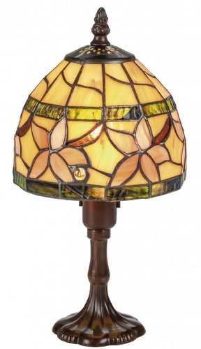 Casa Padrino Luxus Tiffany Tischleuchte Braun / Mehrfarbig  15 x H. 30 cm - Luxus Hockerleuchte 