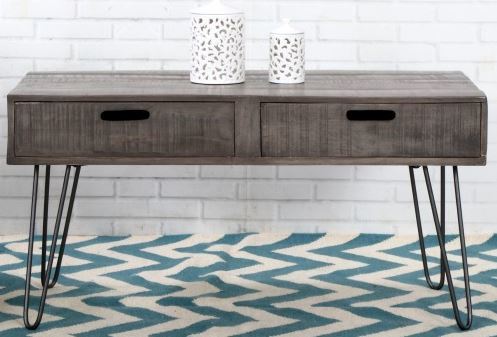 Casa Padrino Designer Beistelltisch Mango Grau 100cm - Massivholz 