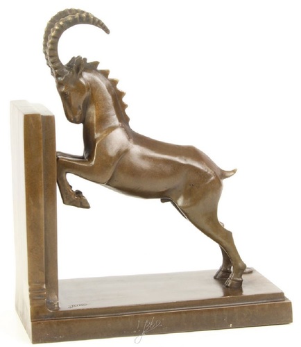 Casa Padrino Luxus Bronze Springbock Buchst�tze 20,4 x 10 x H. 25,6 cm - Deko Bronzefigur