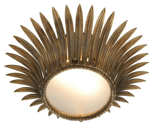 Casa Padrino Luxus Deckenleuchte im Sonnenblumen Design Vintage Messing / Wei�  43 x H. 16,5 cm - Designer Lampe