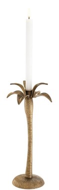 Casa Padrino Luxus Kerzenhalter Vintage Messingfarben  20 x H. 42 cm - Messing Kerzenst�nder im Palmen Design