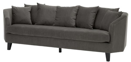 Casa Padrino Luxus Sofa mit Kissen Dunkelgrau / Schwarz 240 x 95 x H. 78 cm - Luxus Wohnzimmerm�bel