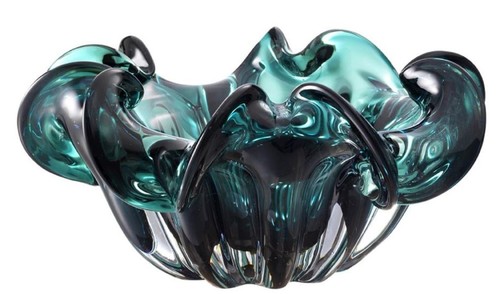 Casa Padrino Deko Sch�ssel aus mundgeblasenem Glas Gr�n  21 x H. 10 cm - Luxus Deko Accessoires