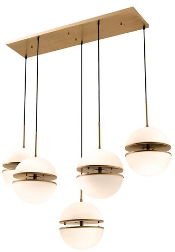 Casa Padrino H�ngeleuchte Antik Messing / Wei� 130 x 50 x H. 190 cm - Luxus H�ngelampe