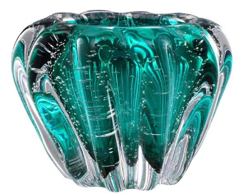 Casa Padrino Luxus Deko Sch�ssel aus mundgeblasenem Glas T�rkis  16 x H. 10 cm - Deko Accessoires