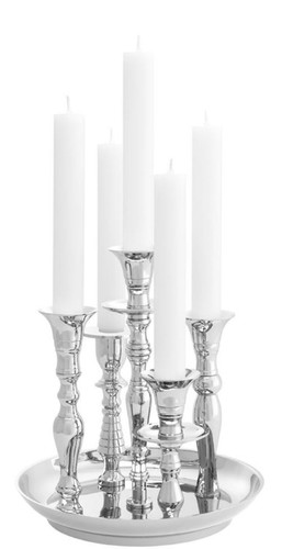 Casa Padrino Luxus Messing Kerzenhalter Silber  22 x H. 23,5 cm - Hotel & Restaurant Accessoires