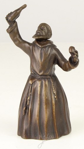 Casa Padrino Jugendstil Tischglocke M�nch Bronze / Gold 6,9 x 5,1 x H. 11,6 cm - Tischklingel Service Glocke aus Bronze - Hotel & Gastronomie Accessoires