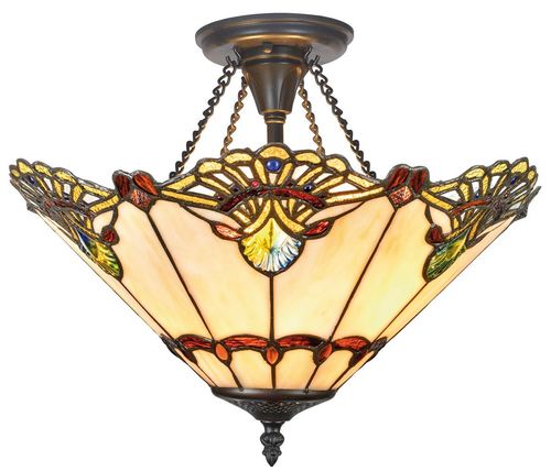 Casa Padrino Luxus Tiffany Deckenleuchte Mehrfarbig  40 x H. 41 cm - Hangefertigte Deckenlampe aus 264 Teilen