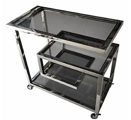 Casa Padrino Luxus Servierwagen Silber / Schwarz 83 x 42 x H. 78 cm - Hotel Restaurant Gastronomie Trolley 