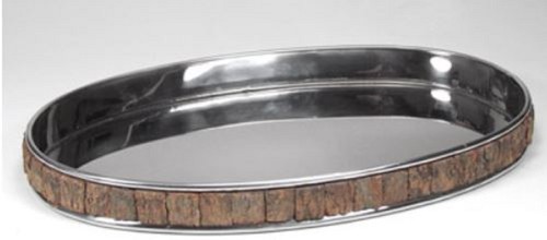 Casa Padrino Luxus Serviertablett Silber / Braun 29 x 26 x H. 4 cm - Gastronomie Accessoires