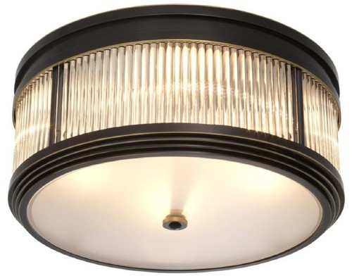 Casa Padrino Luxus Deckenleuchte Bronze / Wei�  40,5 x H. 18,5 cm - Luxus Qualit�t