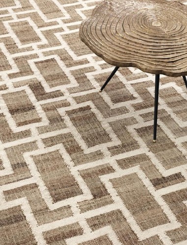 Casa Padrino Luxus Jute Teppich Naturfarben / Wei� 300 x 400 cm - Luxus Wohnzimmer Accessoires