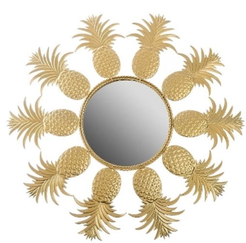 Casa Padrino Designer Spiegel / Wandspiegel im Ananas Design Gold  50 cm - Designerm�bel