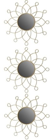 Casa Padrino Designer Metall Spiegel Set Gold  25 cm - Wandspiegel 3er Set 