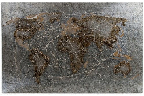 Casa Padrino Luxus Metall �lbild Weltkarte Mehrfarbig 120 x 5 x H. 80 cm - �lgem�lde mit 3D Effekt