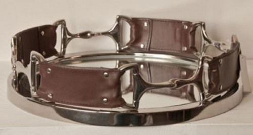 Casa Padrino Luxus Serviertablett Silber / Braun  41 cm - Hotel & Restaurant Accessoires