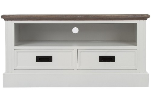 Casa Padrino Landhausstil Fernsehschrank Wei� / Braun 99 x 40 x H. 51 cm - Handgefertigter Wohnzimmer TV Schrank im Landhausstil