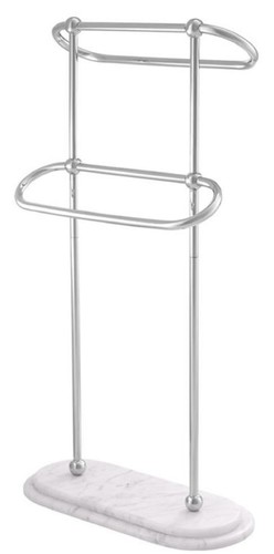 Casa Padrino Luxus Handtuchhalter Silber / Wei� 50 x 22 x H. 91 cm - Luxus Badezimmer Accessoires