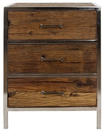 Casa Padrino Nachttisch mit 3 Schubladen Braun / Silber 45 x 40 x H. 60 cm - Schlafzimmerm�bel