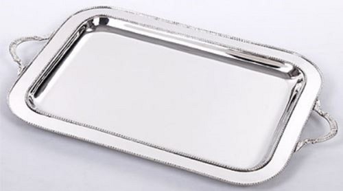 Casa Padrino Luxus Messing Serviertablett Silber 64 x 38 x H. 3 cm - Gastronomie Accessoires