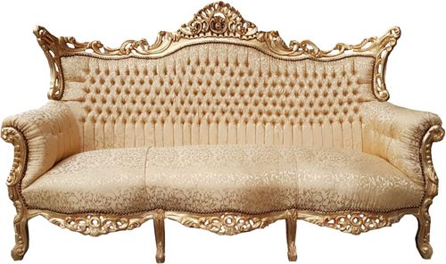 Casa Padrino Barock 3er Sofa Gold Muster / Gold - Wohnzimmer M�bel Couch Lounge