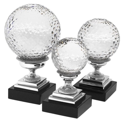 Casa Padrino Luxus Deko Set Silber / Schwarz - Designer Wohnzimmer Accessoires