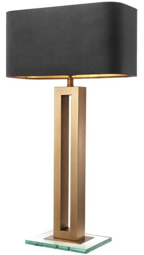 Casa Padrino Luxus Tischleuchte Antik Messingfarben / Schwarz 45 x 22 x H. 84,5 cm - Hotel & Restaurant Tischlampe