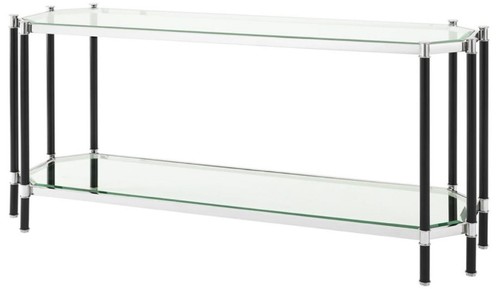 Casa Padrino Wohnzimmer Konsolentisch Silber / Schwarz 169 x 53,5 x H. 75,5 cm - Luxus Konsole