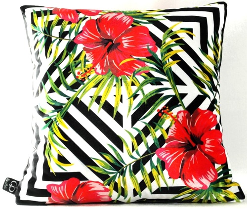 Casa Padrino Luxus Deko Kissen Pittsburgh Flowers Mehrfarbig 45 x 45 cm - Feinster Samtstoff - Wohnzimmer Kissen