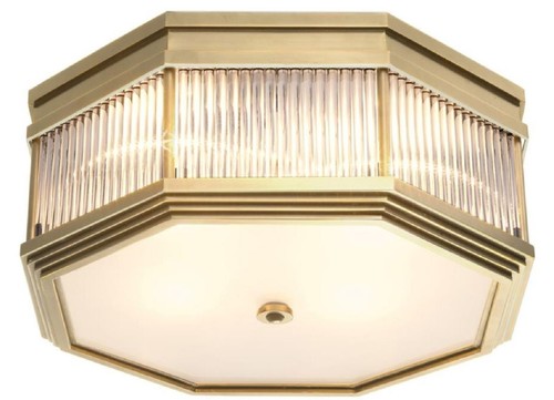 Casa Padrino Luxus Deckenleuchte Antik Messingfarben 40,5 x 40,5 x H. 18 cm - Luxus Kollektion