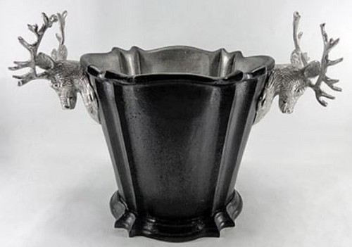 Casa Padrino Luxus Aluminium Weink�hler Schwarz / Silber  24 x H. 24 cm - Hotel & Restaurant Accessoires