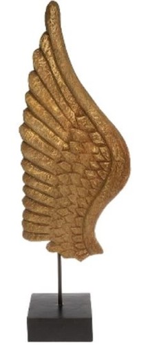 Casa Padrino Luxus Deko Holz Fl�gel mit Sockel Naturfarben / Schwarz 24 x 13 x H. 66 cm - Deko Accessoires