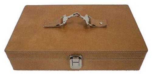 Casa Padrino Luxus Leder Uhrenbox Braun / Silber 25 x 20 x H. 10 cm - Luxus Accessoires