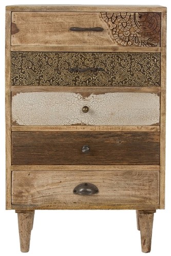 Casa Padrino Landhausstil Kommode mit 5 Schubladen Naturfarben / Mehrfarbig 48 x 27 x H. 80 cm - Landhausstil M�bel