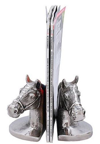 Casa Padrino Luxus Buchst�tzen Set Pferdek�pfe Silber / Schwarz 17 x 9 x H. 14 cm - Luxus Accessoires