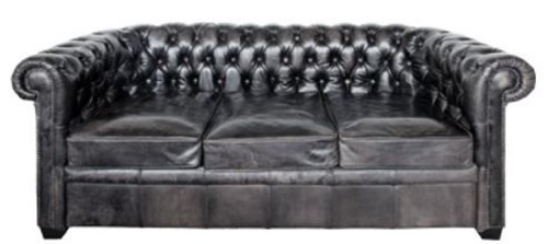 Casa Padrino Luxus Chesterfield B�ffelleder Sofa Vintage Schwarz 222 x 92 x H. 73 cm - Luxus M�bel