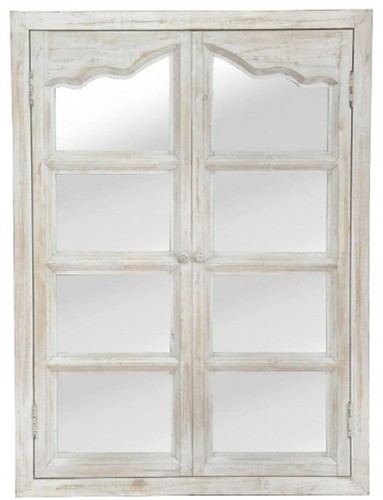 Casa Padrino Landhausstil Wandspiegel mit 2 Klappt�ren Antik Wei� 63 x 4 x H. 86 cm - Spiegel im Fenster-Look